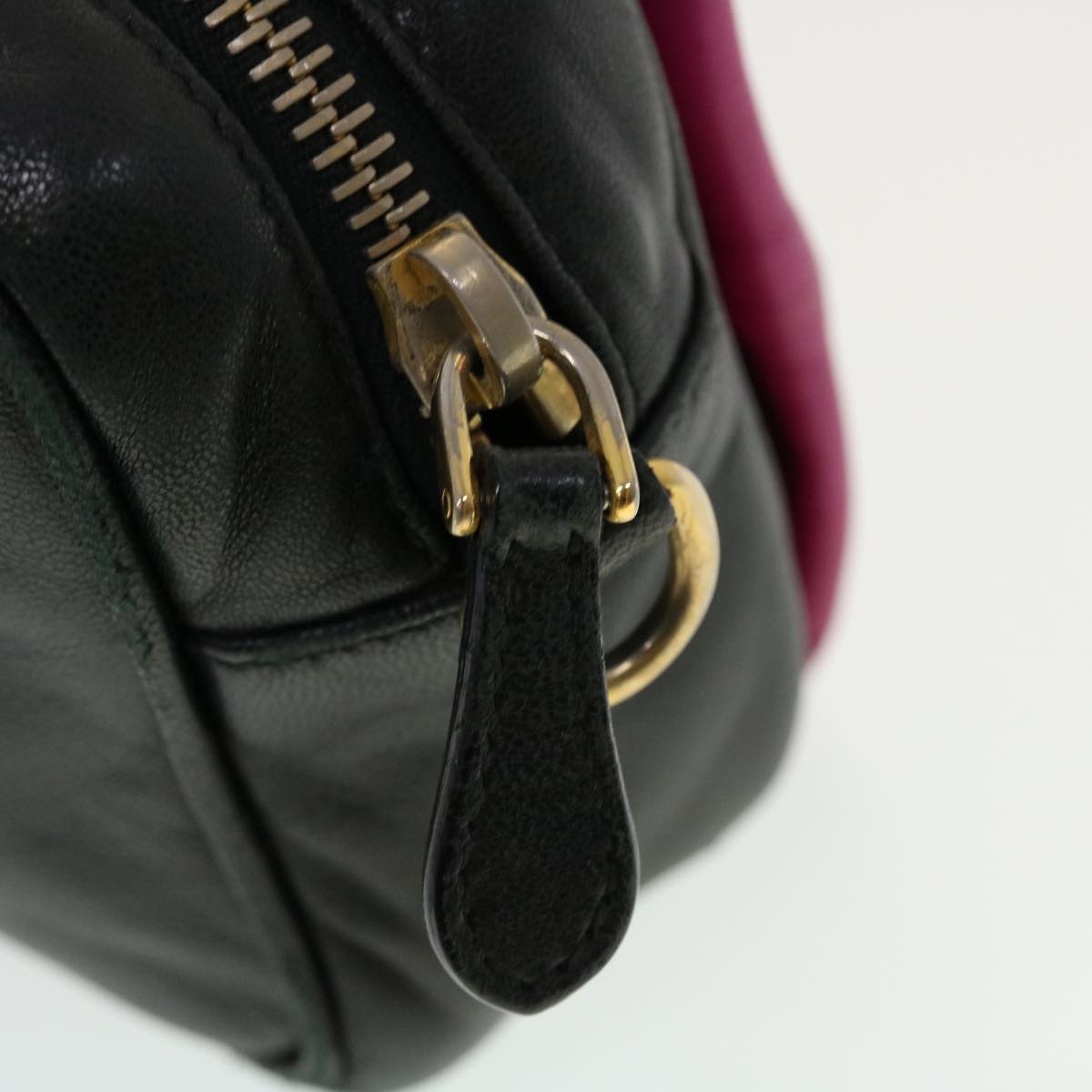 PRADA Ribbon Shoulder Bag Nylon Black Pink Auth 43707