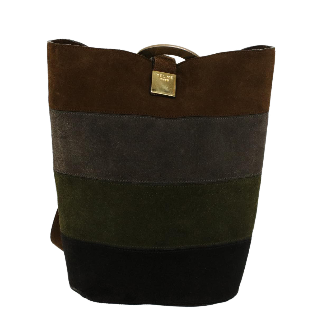 CELINE Shoulder Bag Suede Brown Auth 43709 - 0
