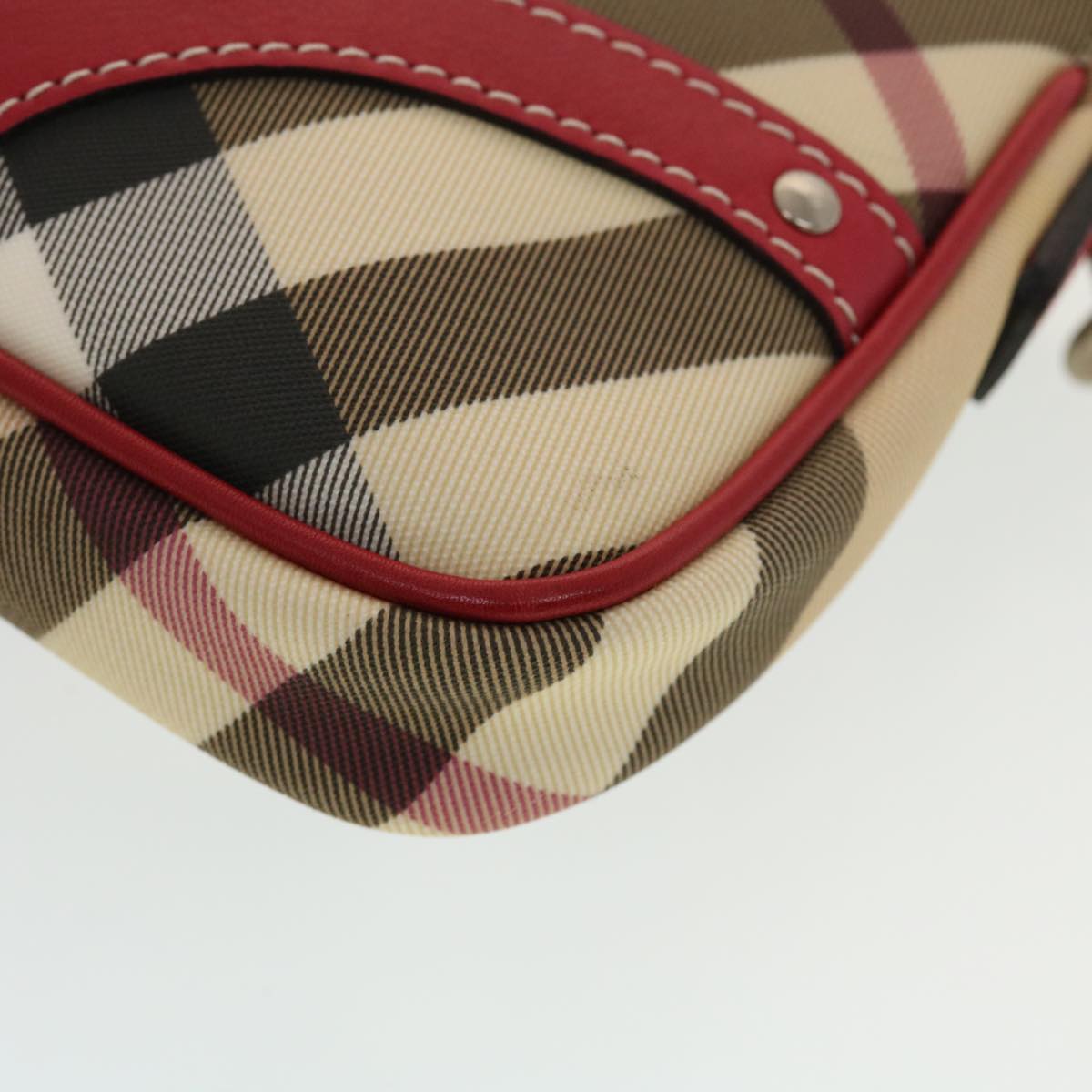 BURBERRY Nova Check Shoulder Bag PVC Leather Beige Red Auth 43732