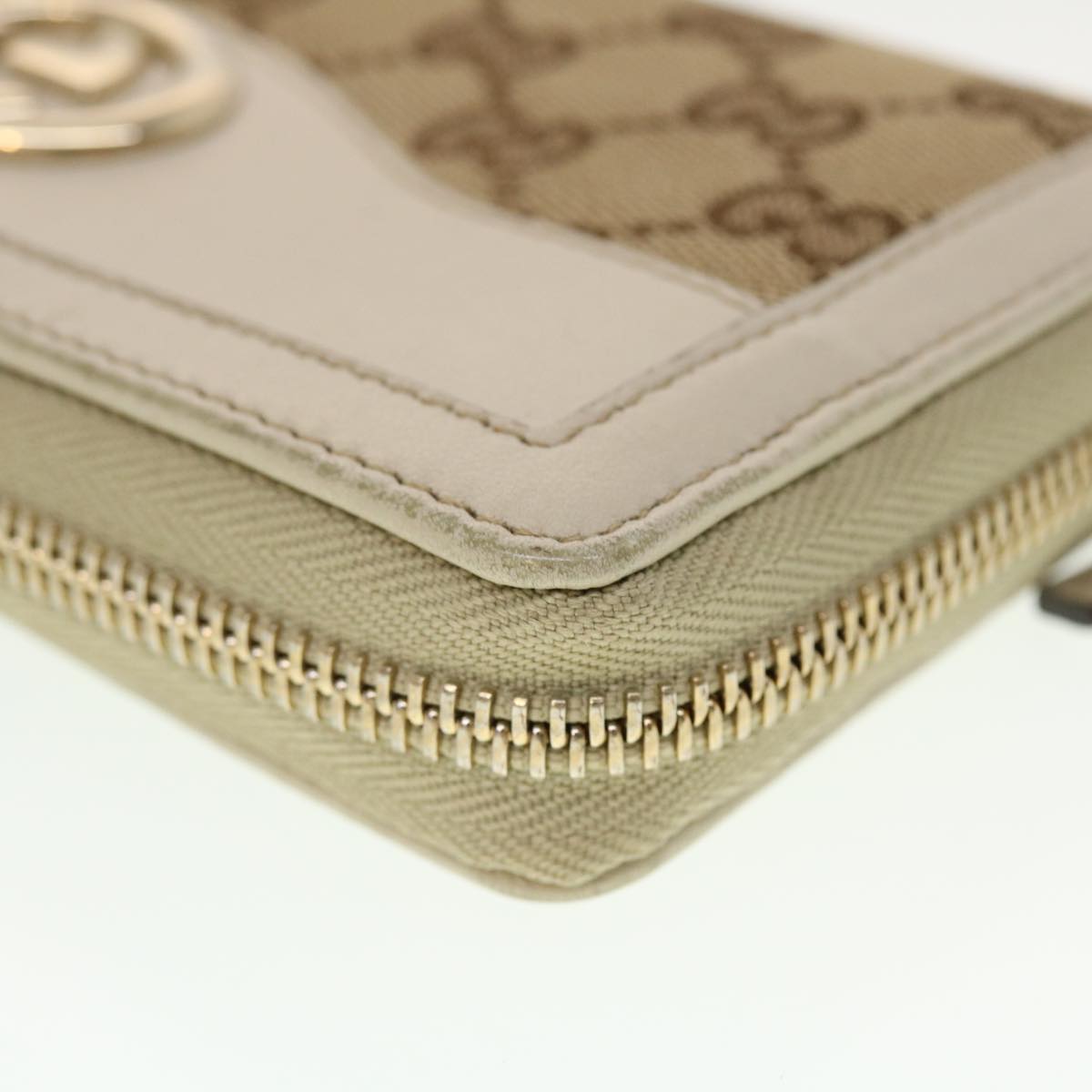 GUCCI GG Canvas Long Wallet Beige White 308012 Auth 43741