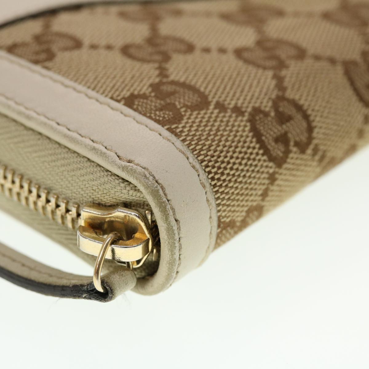 GUCCI GG Canvas Long Wallet Beige White 308012 Auth 43741