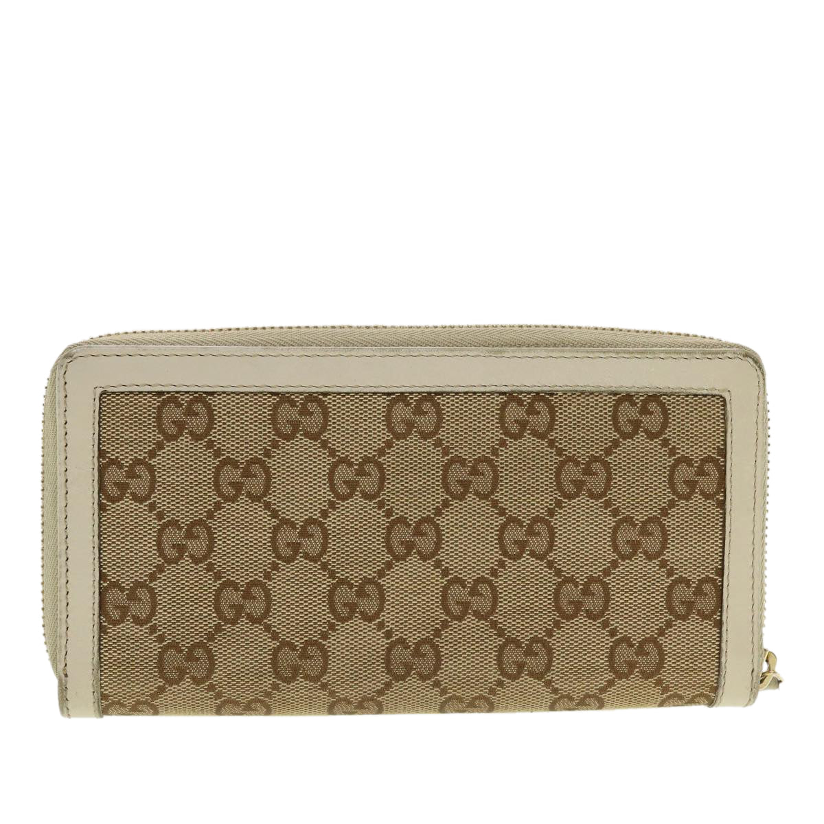 GUCCI GG Canvas Long Wallet Beige White 308012 Auth 43741