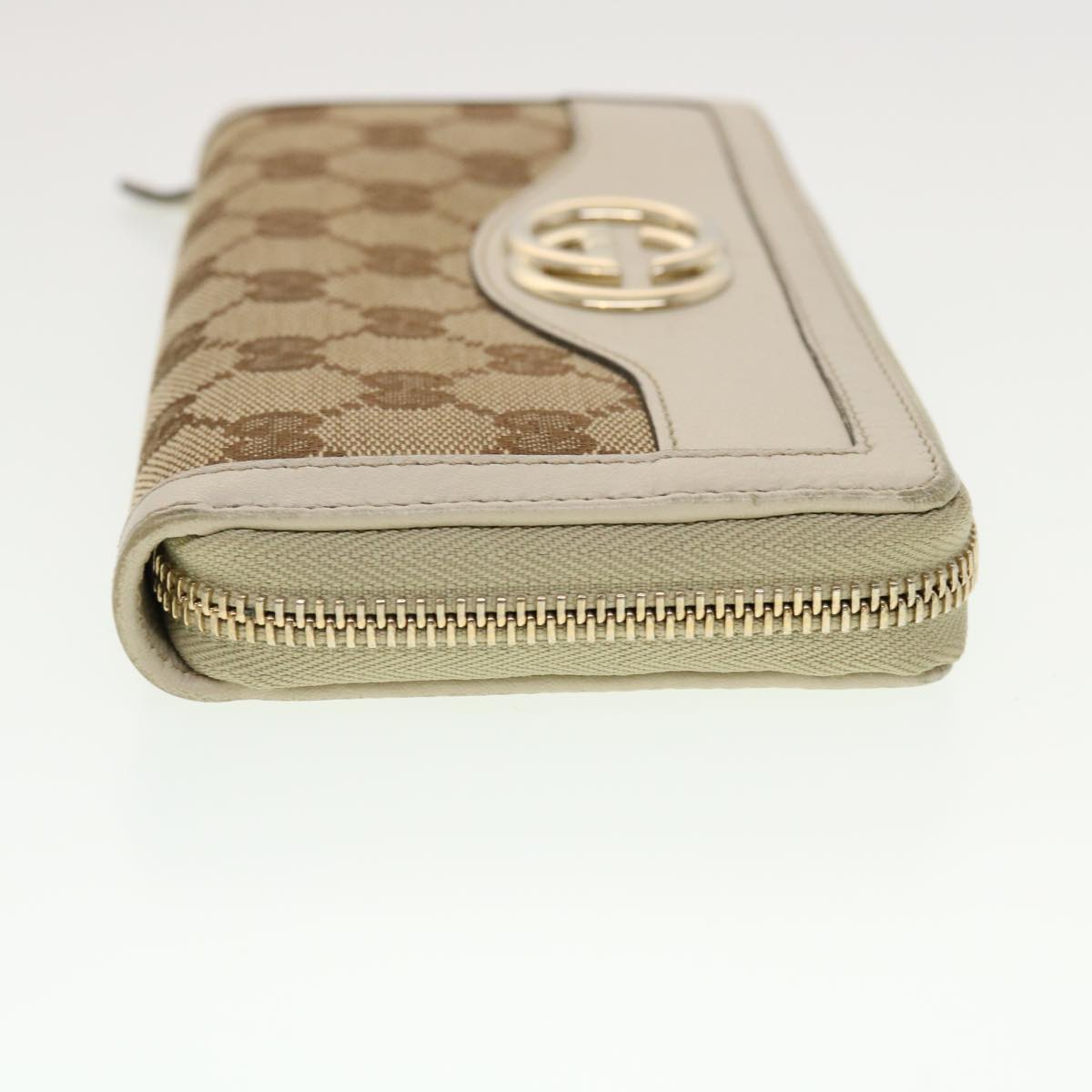 GUCCI GG Canvas Long Wallet Beige White 308012 Auth 43741