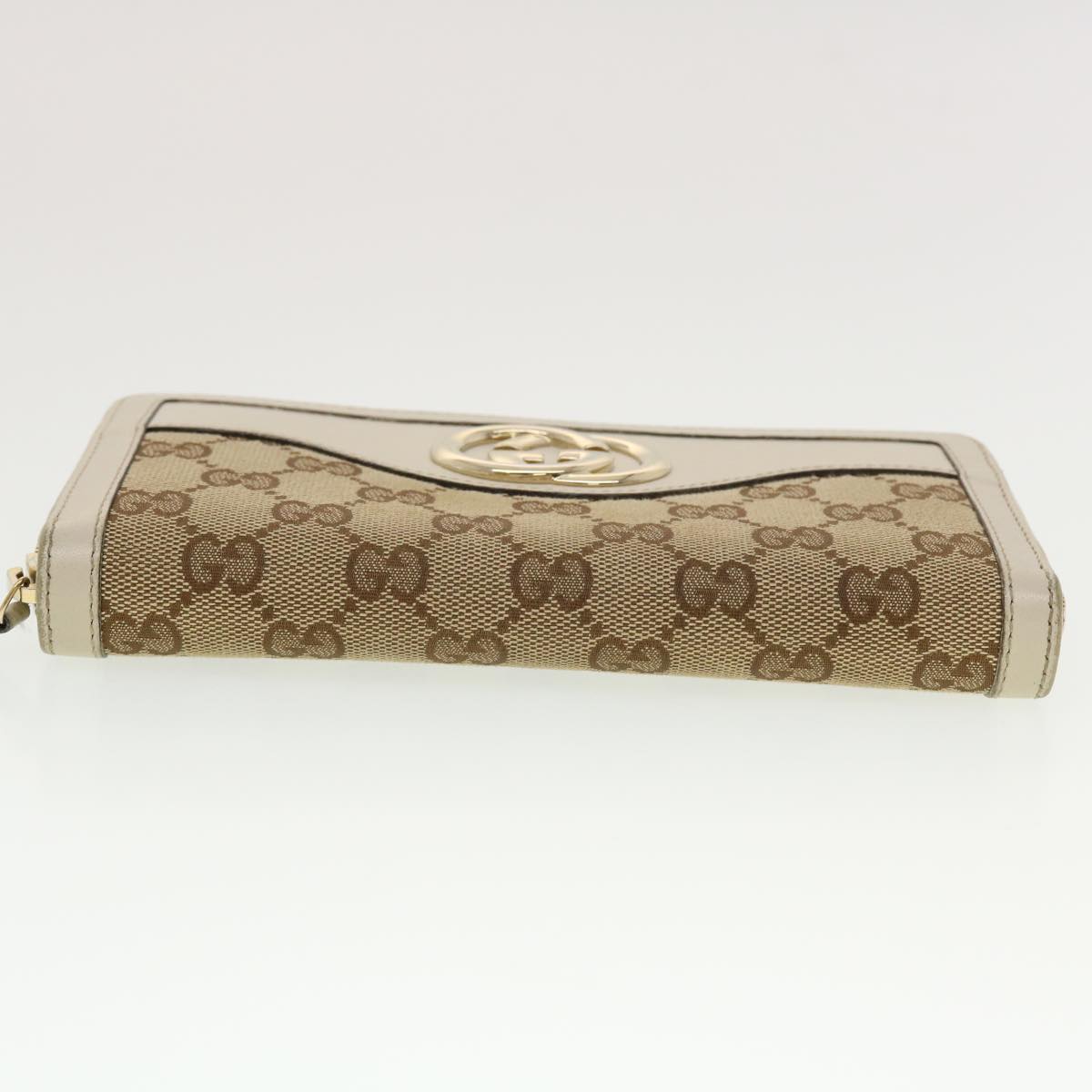 GUCCI GG Canvas Long Wallet Beige White 308012 Auth 43741