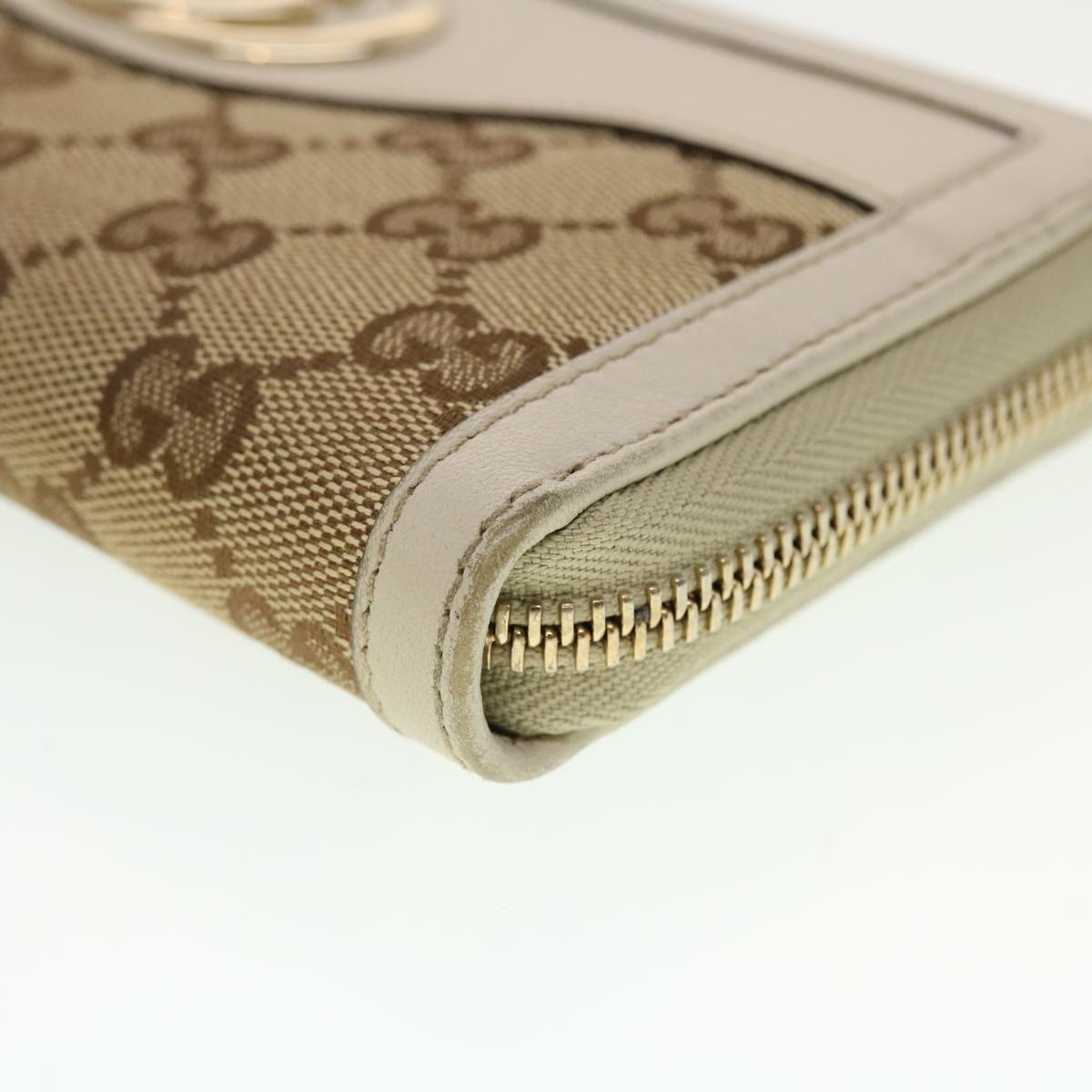 GUCCI GG Canvas Long Wallet Beige White 308012 Auth 43741