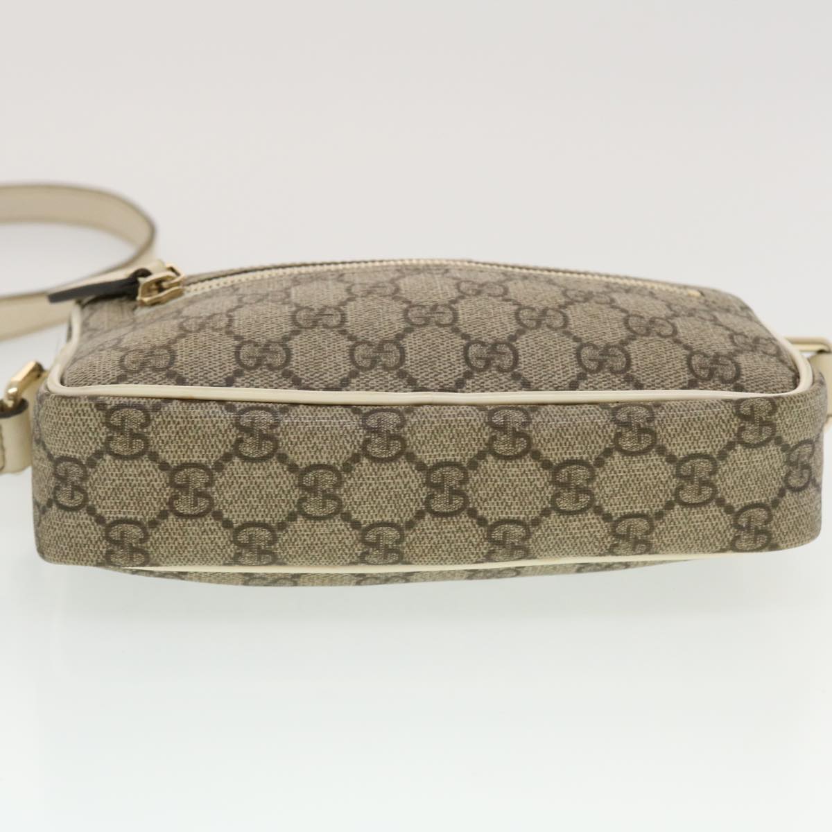 GUCCI GG Canvas Shoulder Bag PVC Leather Beige 201447 Auth 43748