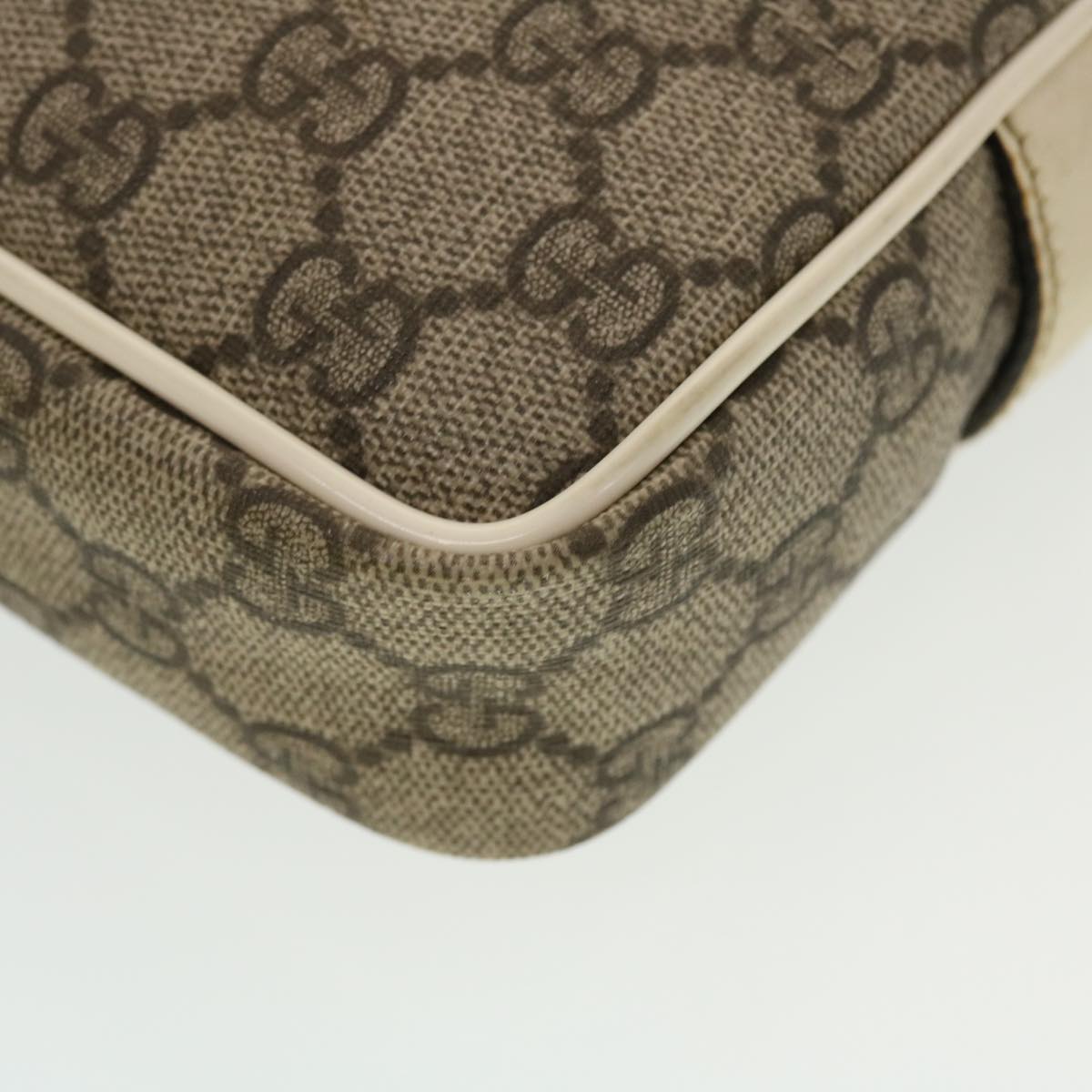 GUCCI GG Canvas Shoulder Bag PVC Leather Beige 201447 Auth 43748