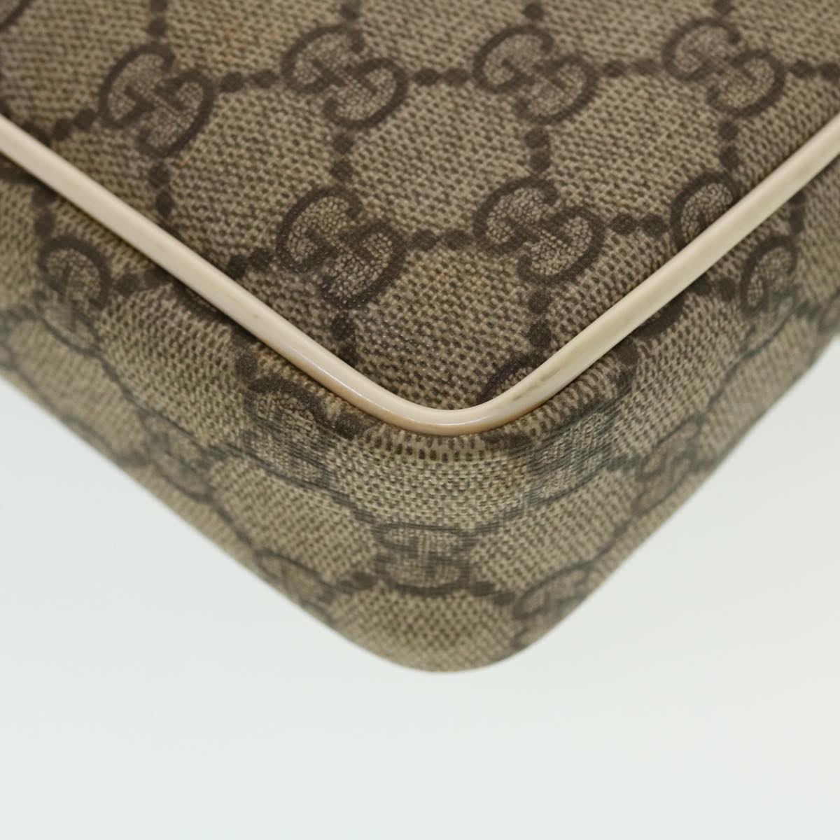 GUCCI GG Canvas Shoulder Bag PVC Leather Beige 201447 Auth 43748