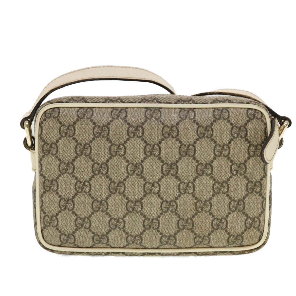 GUCCI GG Canvas Shoulder Bag PVC Leather Beige 201447 Auth 43748