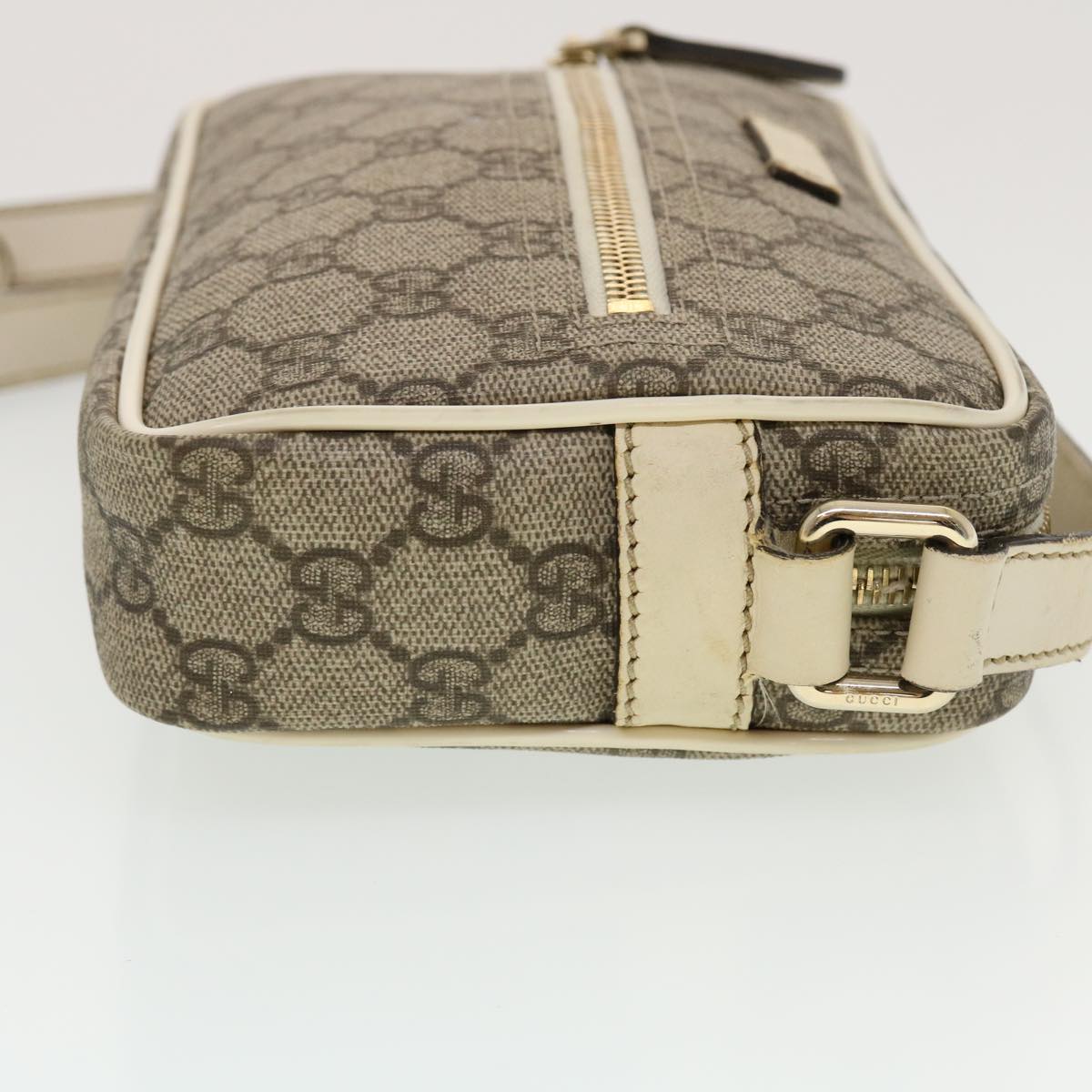 GUCCI GG Canvas Shoulder Bag PVC Leather Beige 201447 Auth 43748