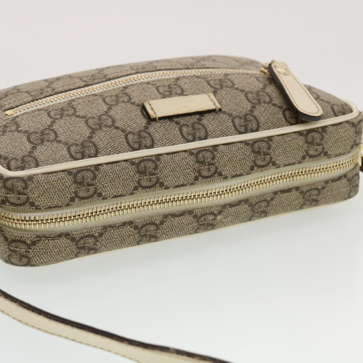 GUCCI GG Canvas Shoulder Bag PVC Leather Beige 201447 Auth 43748