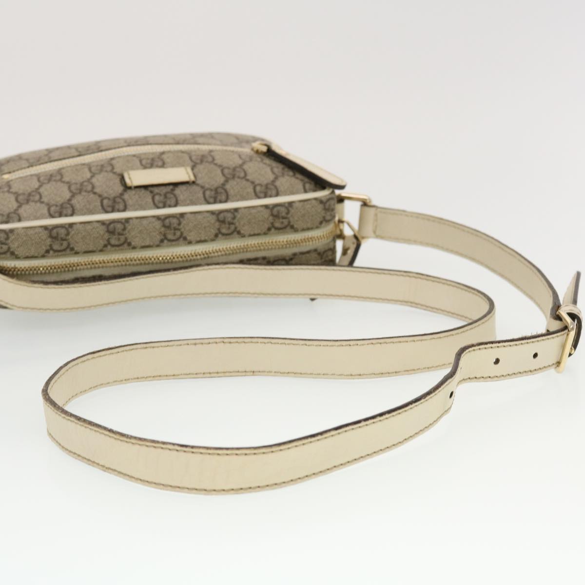 GUCCI GG Canvas Shoulder Bag PVC Leather Beige 201447 Auth 43748