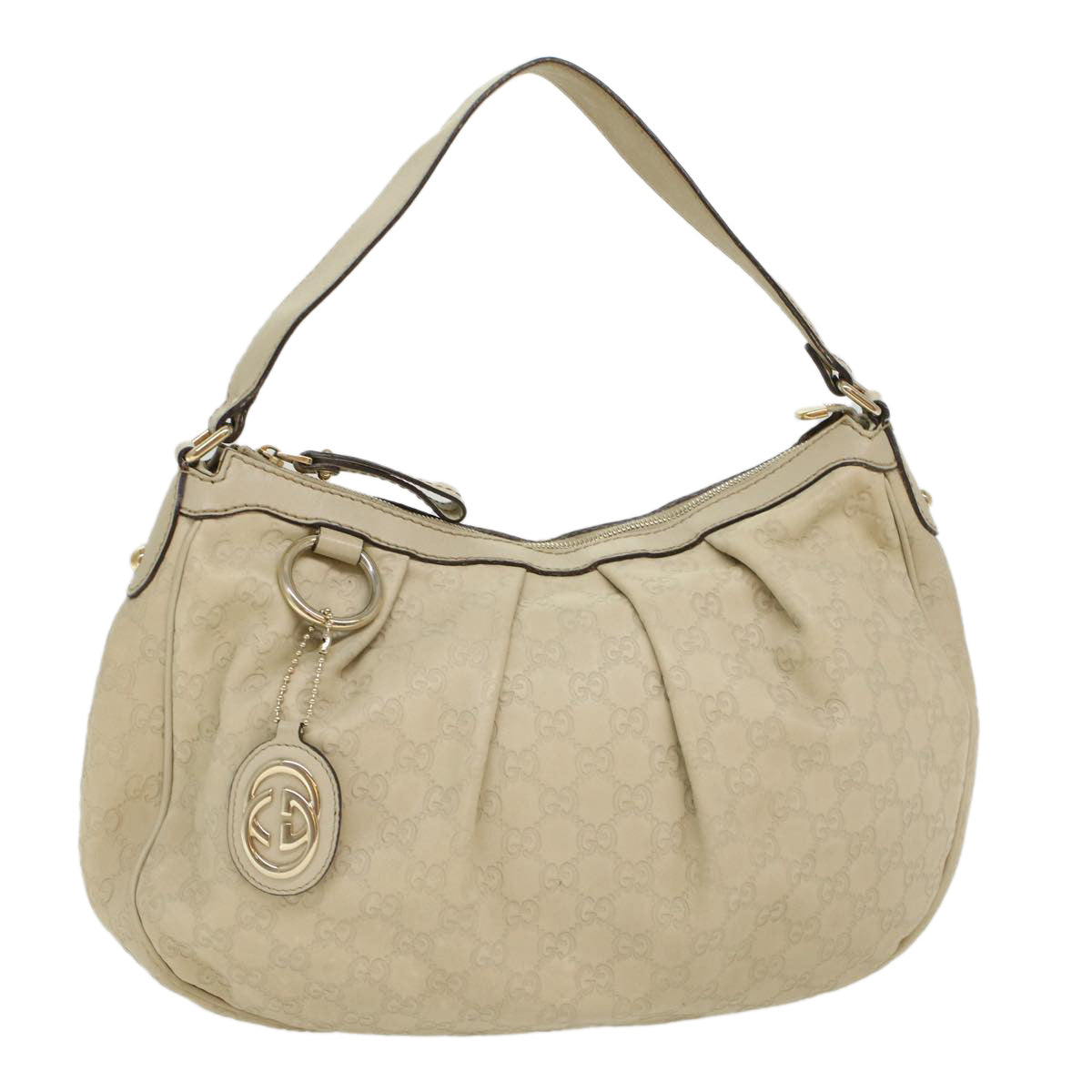 GUCCI GG Canvas Guccissima Shoulder Bag Beige 232955 Auth 43751