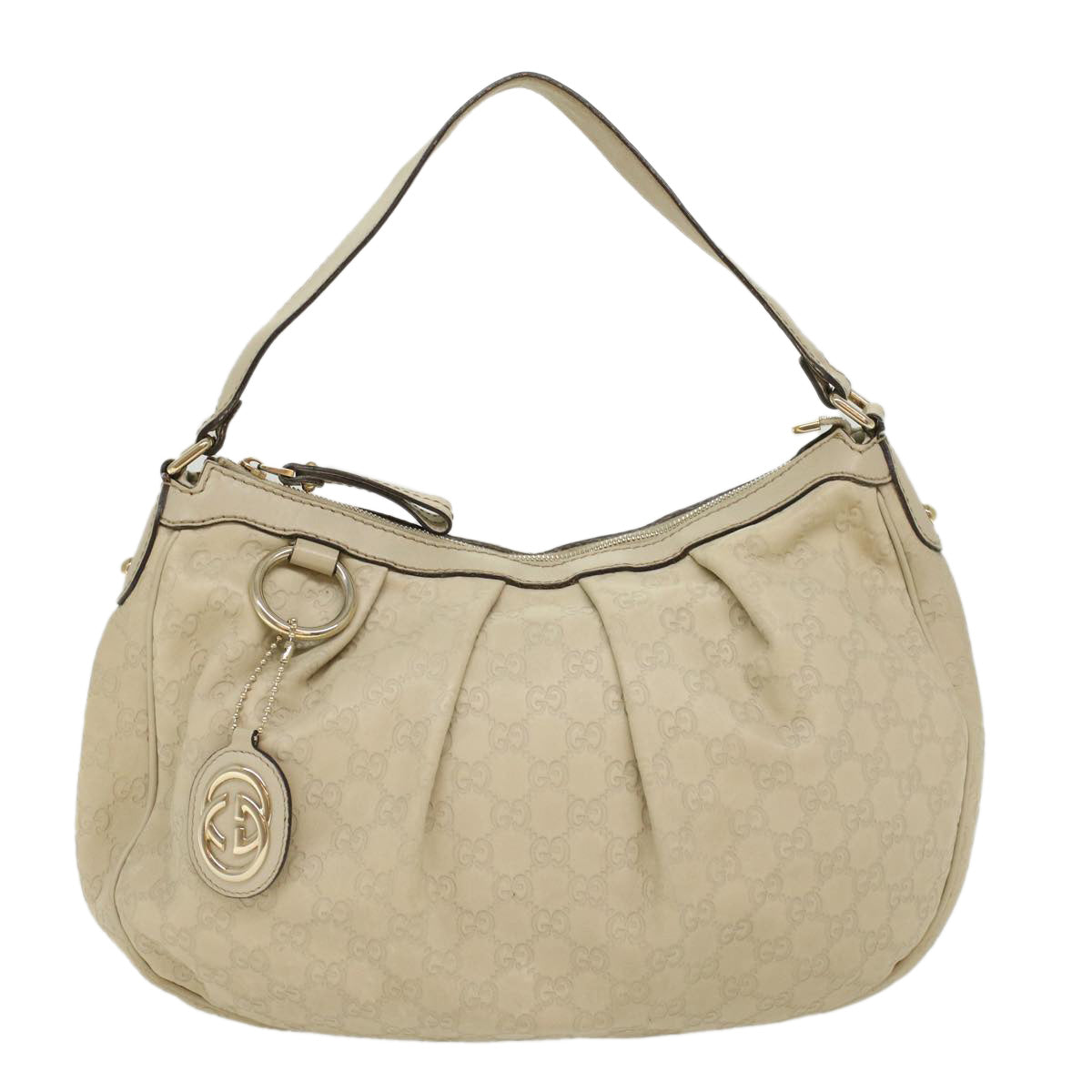 GUCCI GG Canvas Guccissima Shoulder Bag Beige 232955 Auth 43751