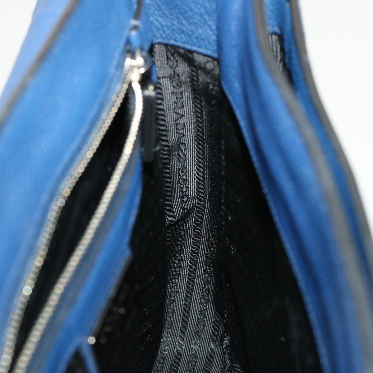 PRADA Shoulder Bag Leather Blue Auth 43758