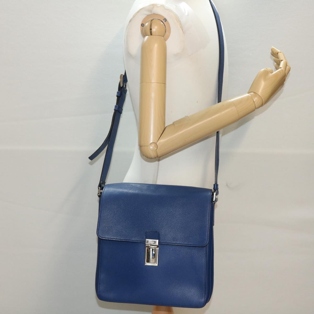 PRADA Shoulder Bag Leather Blue Auth 43758