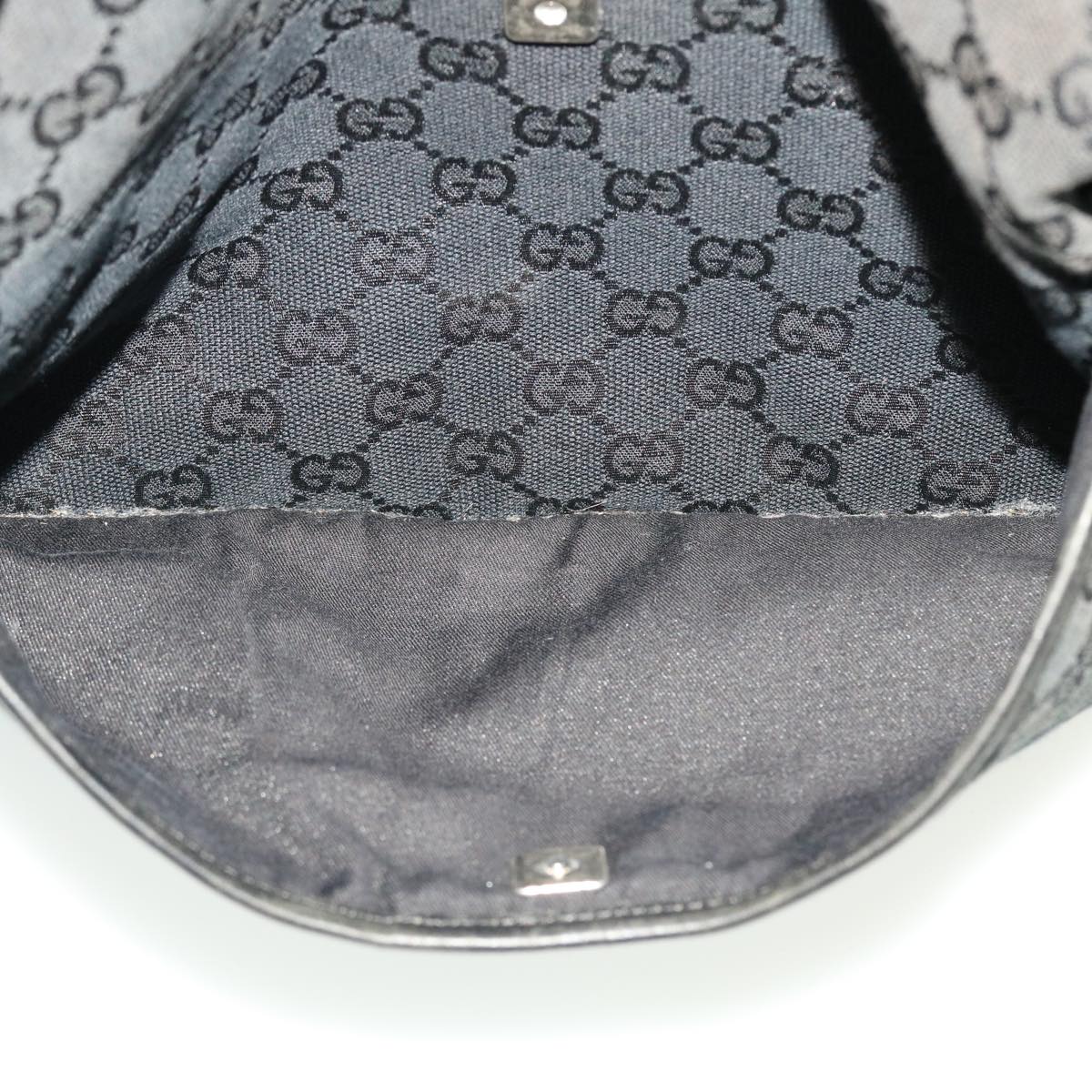 GUCCI GG Canvas Shoulder Bag Black 145857 Auth 43763