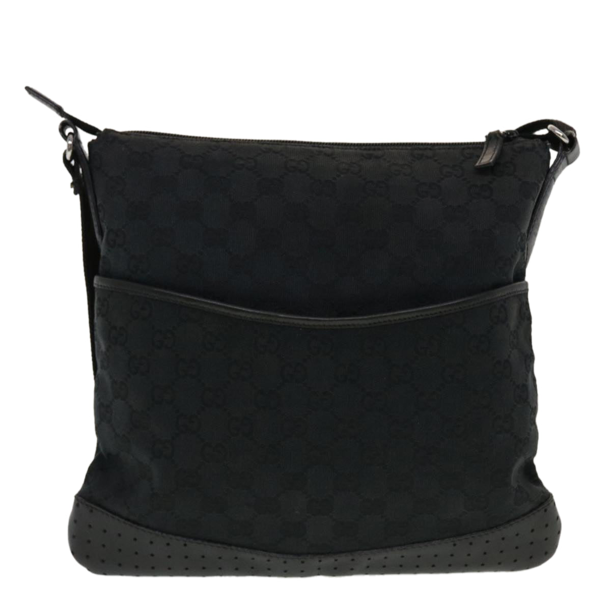 GUCCI GG Canvas Shoulder Bag Black 145857 Auth 43763