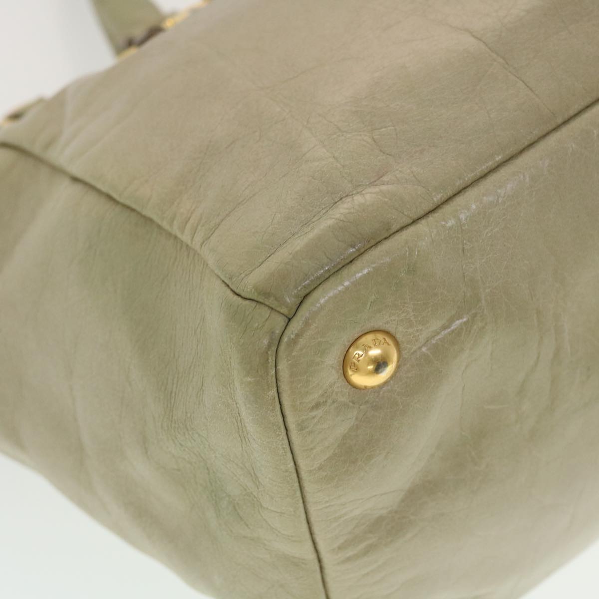 PRADA Hand Bag Leather 2way Shoulder Bag Gray Auth 43764