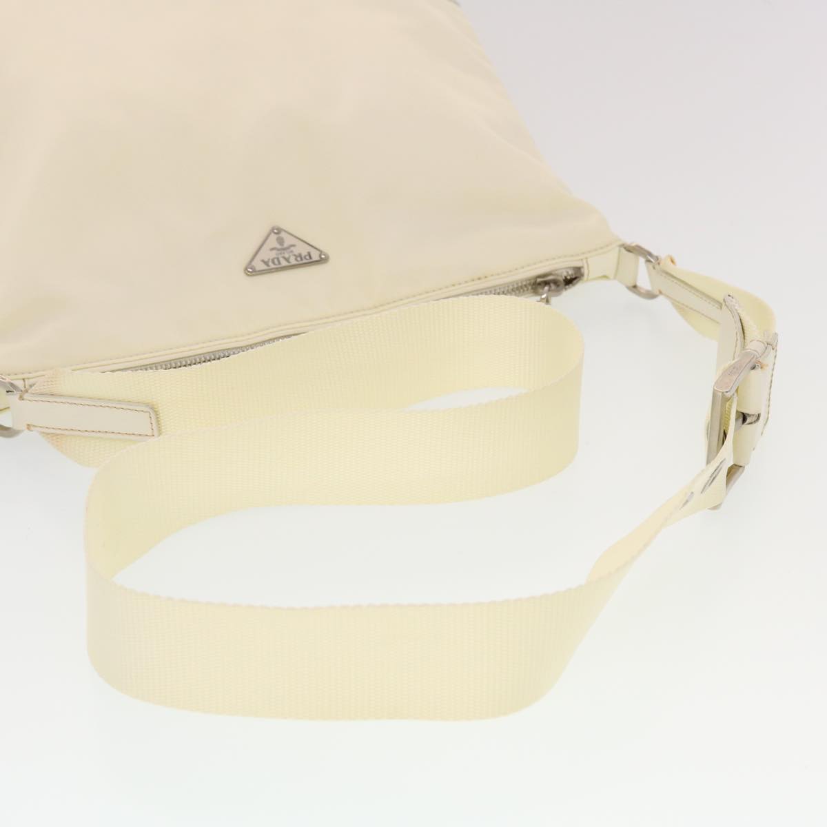 PRADA Shoulder Bag Nylon White Auth 43765