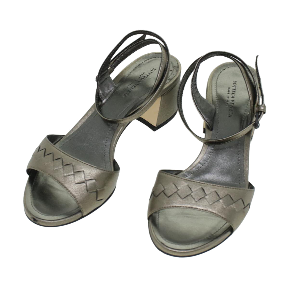 BOTTEGAVENETA Shoes Leather Silver Auth 43791