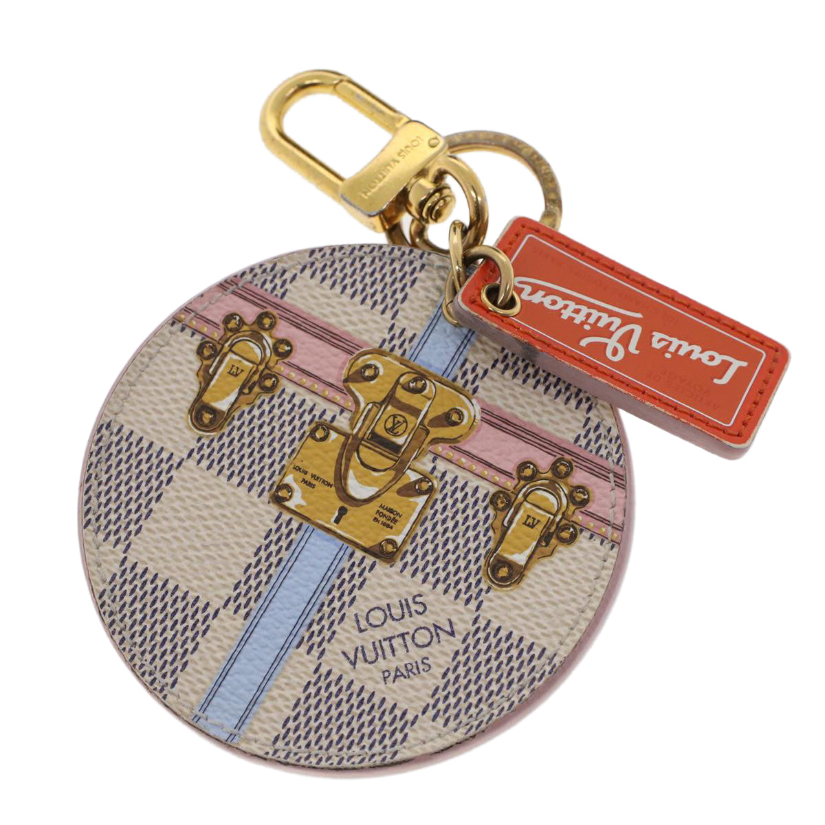 LOUIS VUITTON Damier Azur Porte Cles Illustre Trunk Key Holder M62573 LV 43802