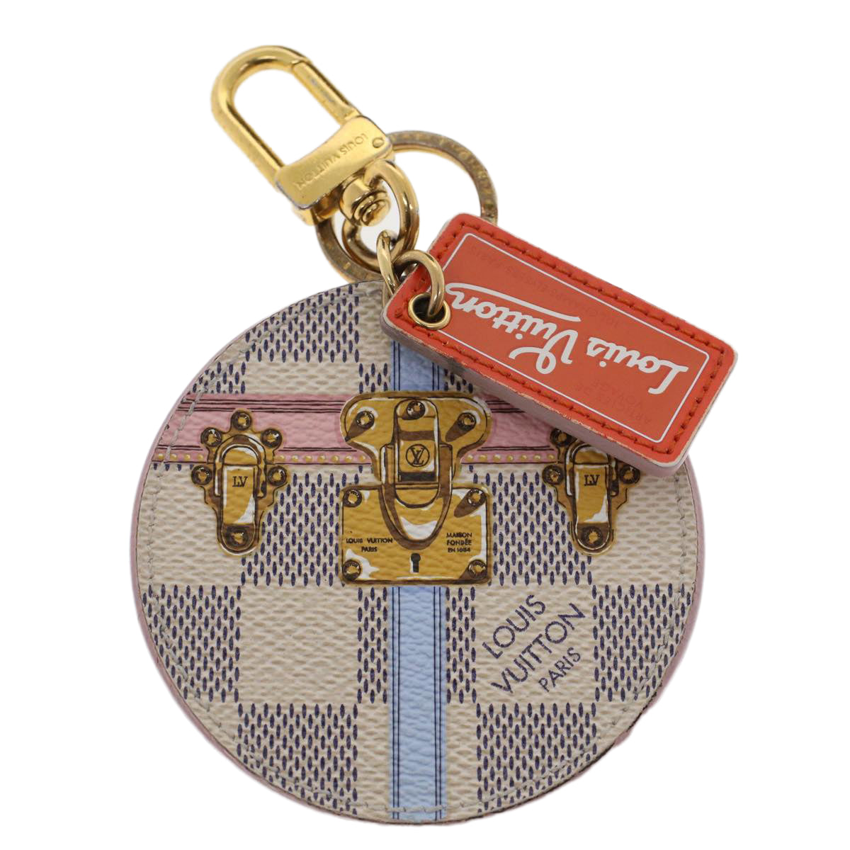 LOUIS VUITTON Damier Azur Porte Cles Illustre Trunk Key Holder M62573 LV 43802 - 0