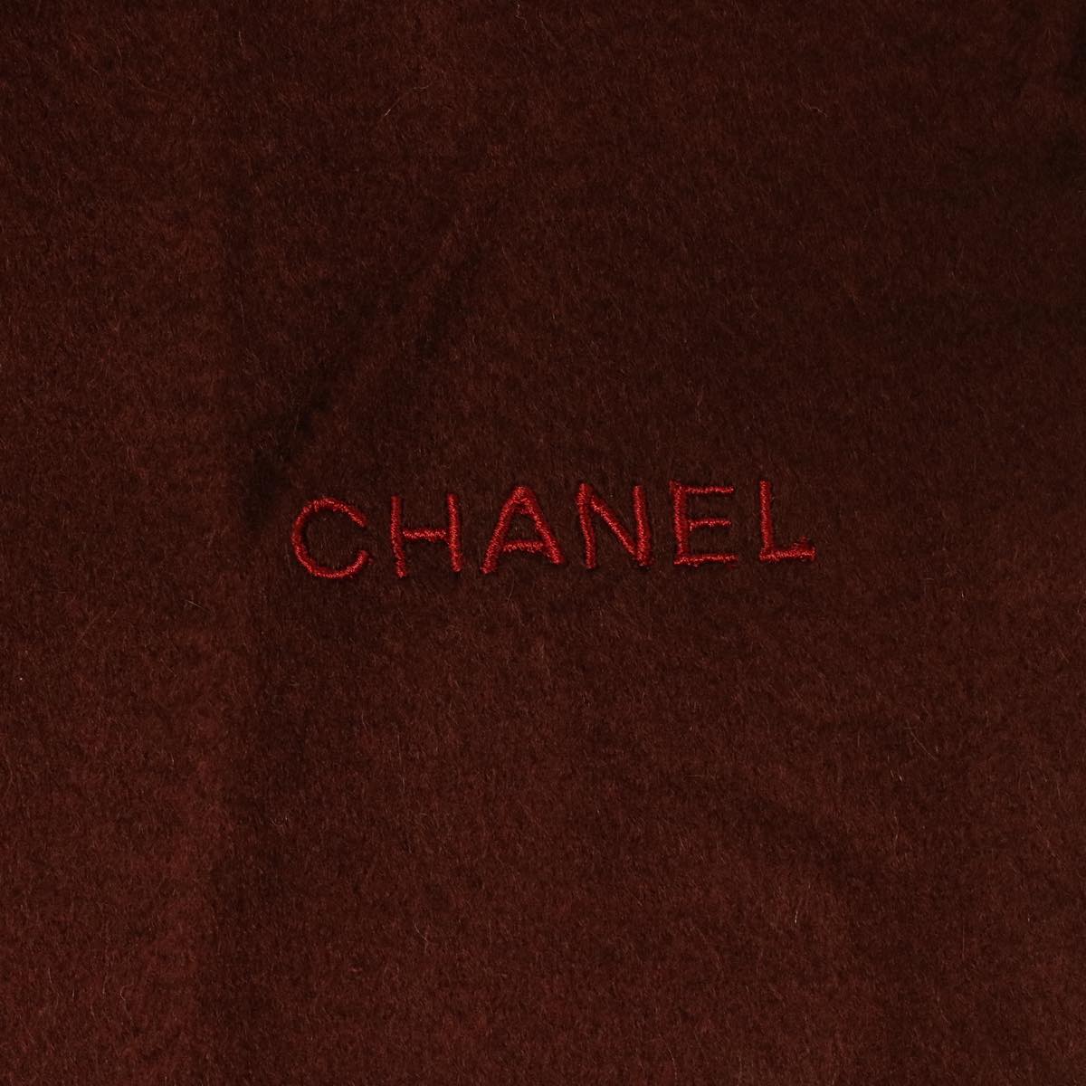 CHANEL Scarf Cashmere Wine Red CC Auth 43804