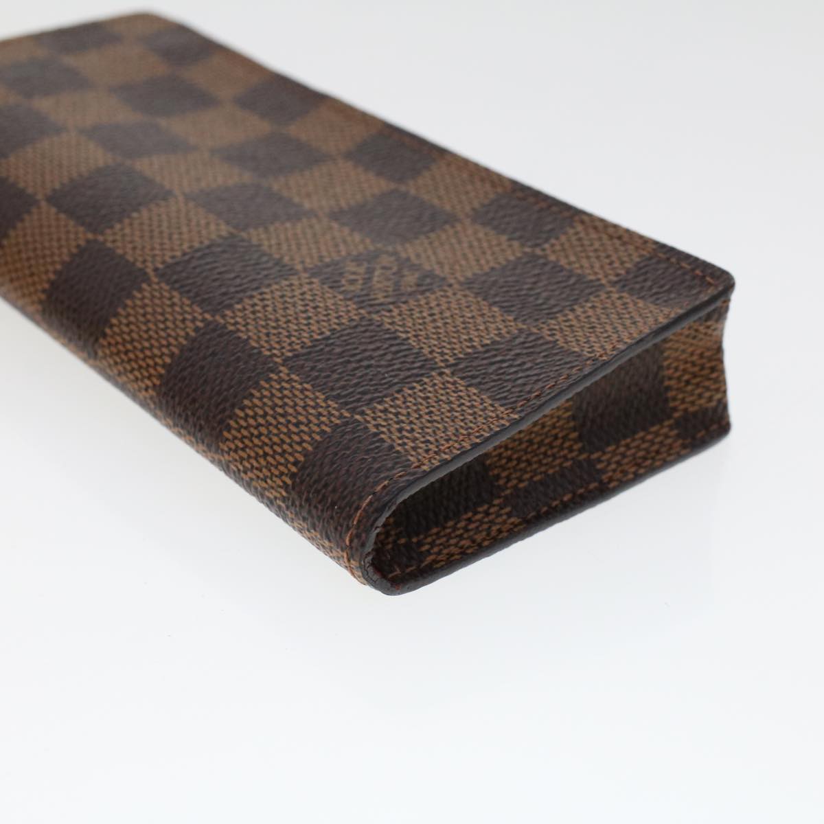 LOUIS VUITTON Damier Ebene Etui Lunettes Simple Glasses Case N62964 Auth 43827