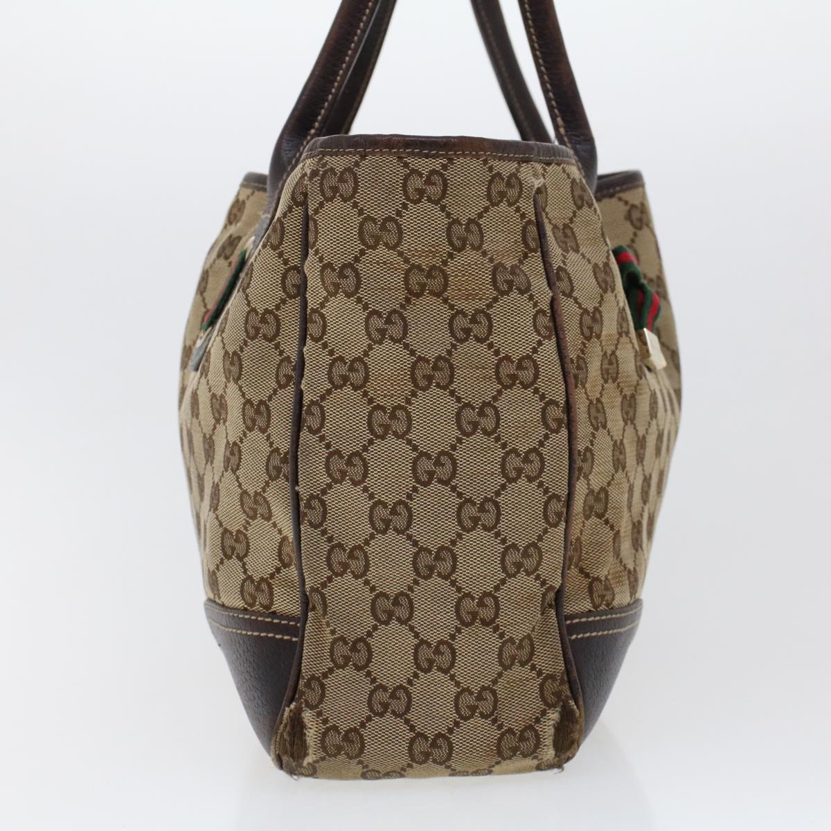 GUCCI GG Canvas Web Sherry Line Shoulder Bag Beige Red Green 163805 Auth 43883