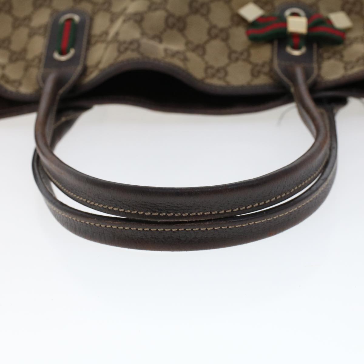 GUCCI GG Canvas Web Sherry Line Shoulder Bag Beige Red Green 163805 Auth 43883