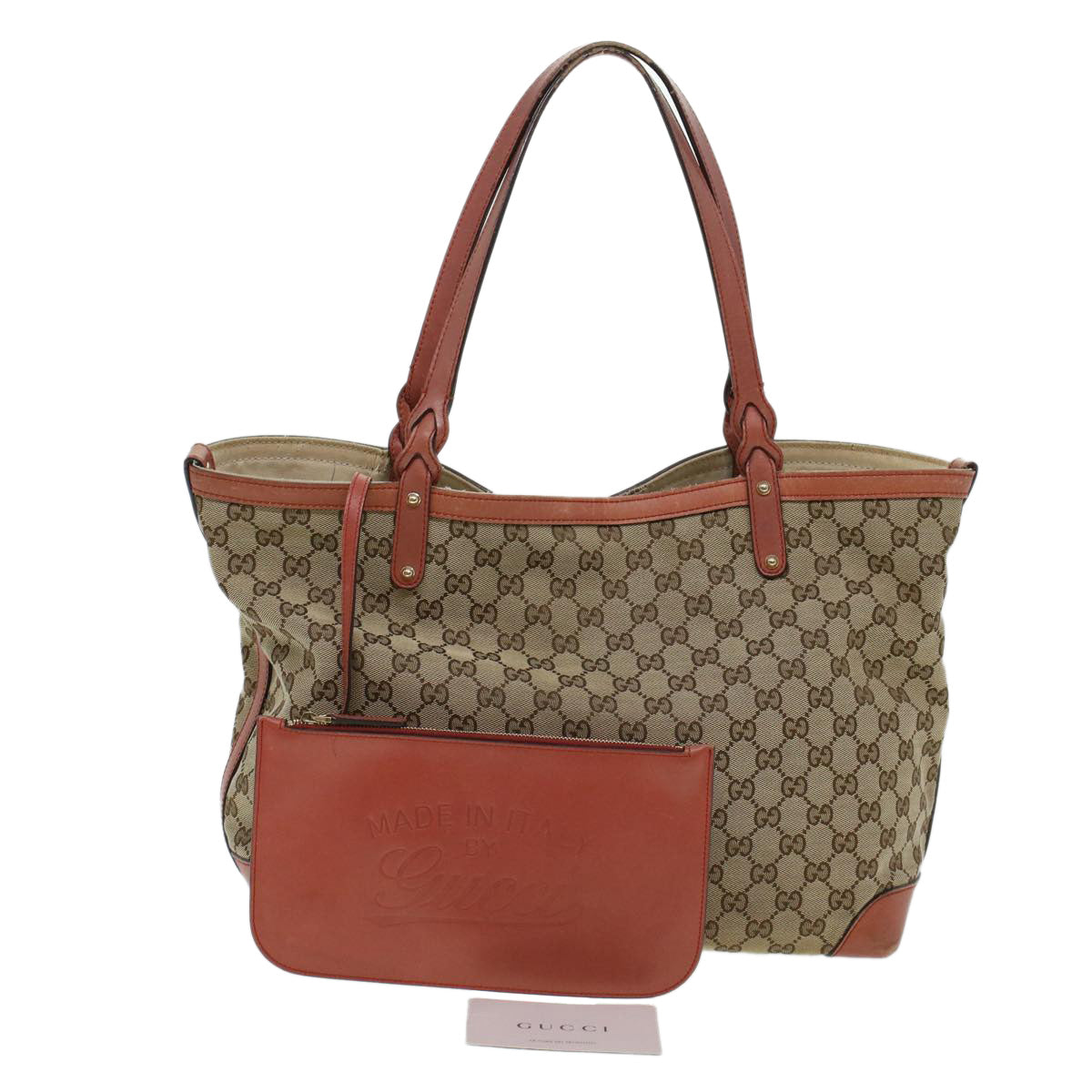 GUCCI GG Canvas Tote Bag Beige 247209 Auth 43885