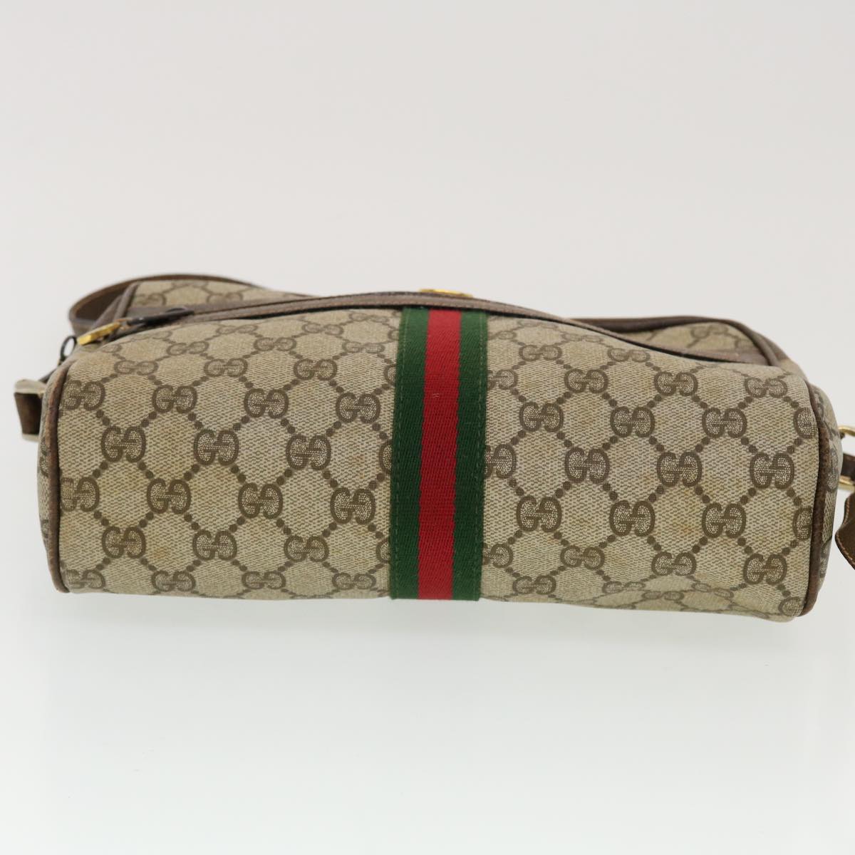 GUCCI GG Canvas Web Sherry Line Shoulder Bag Beige Red Green Auth 43901