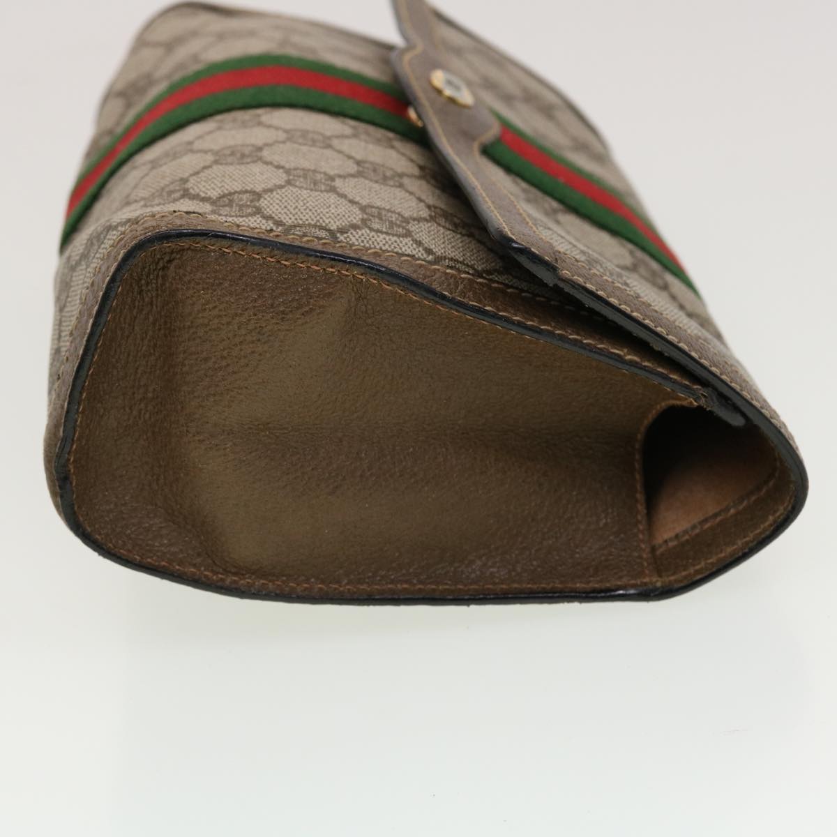 GUCCI GG Canvas Web Sherry Line Clutch Bag Beige Red Green Auth 43902