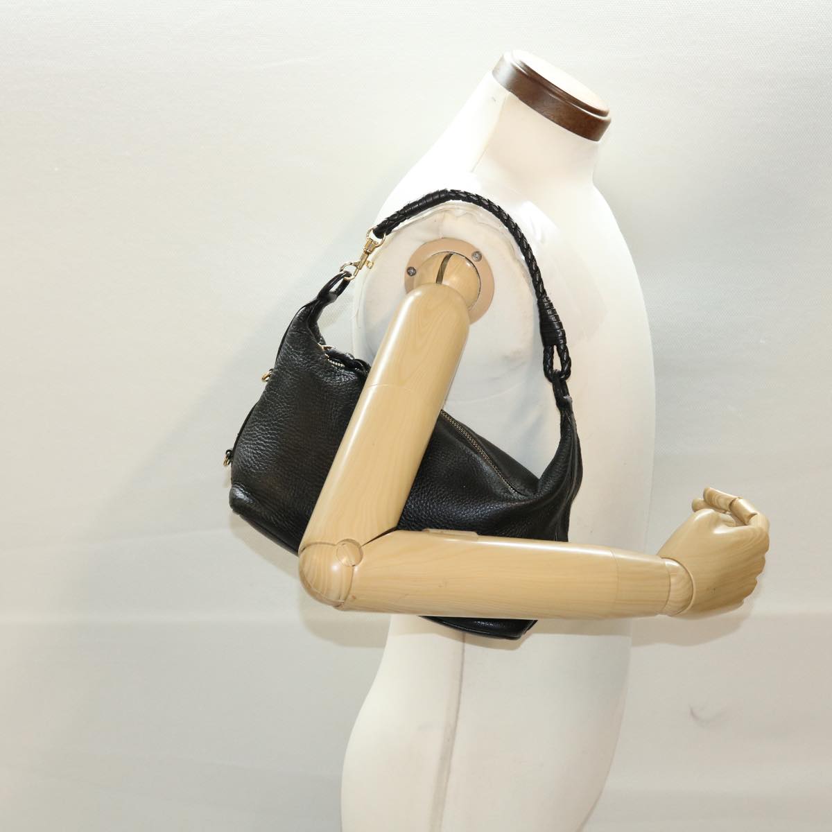 BOTTEGAVENETA Shoulder Bag Leather Black Auth 43904