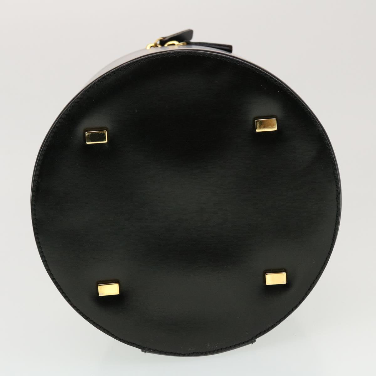 CELINE Vanity Cosmetic Pouch Leather Black Auth 43930