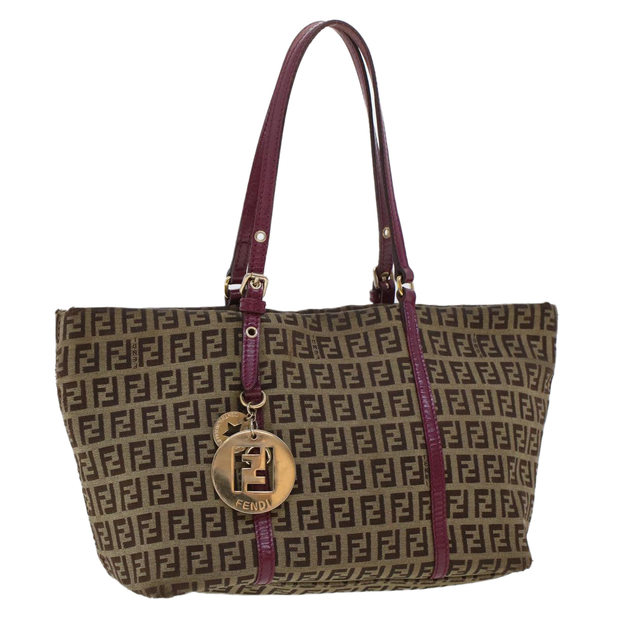 FENDI Zucchino Canvas Tote Bag Brown Auth 43936