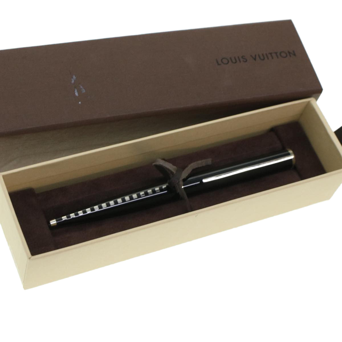 LOUIS VUITTON Ballpoint Pen Metal Black LV Auth 44009