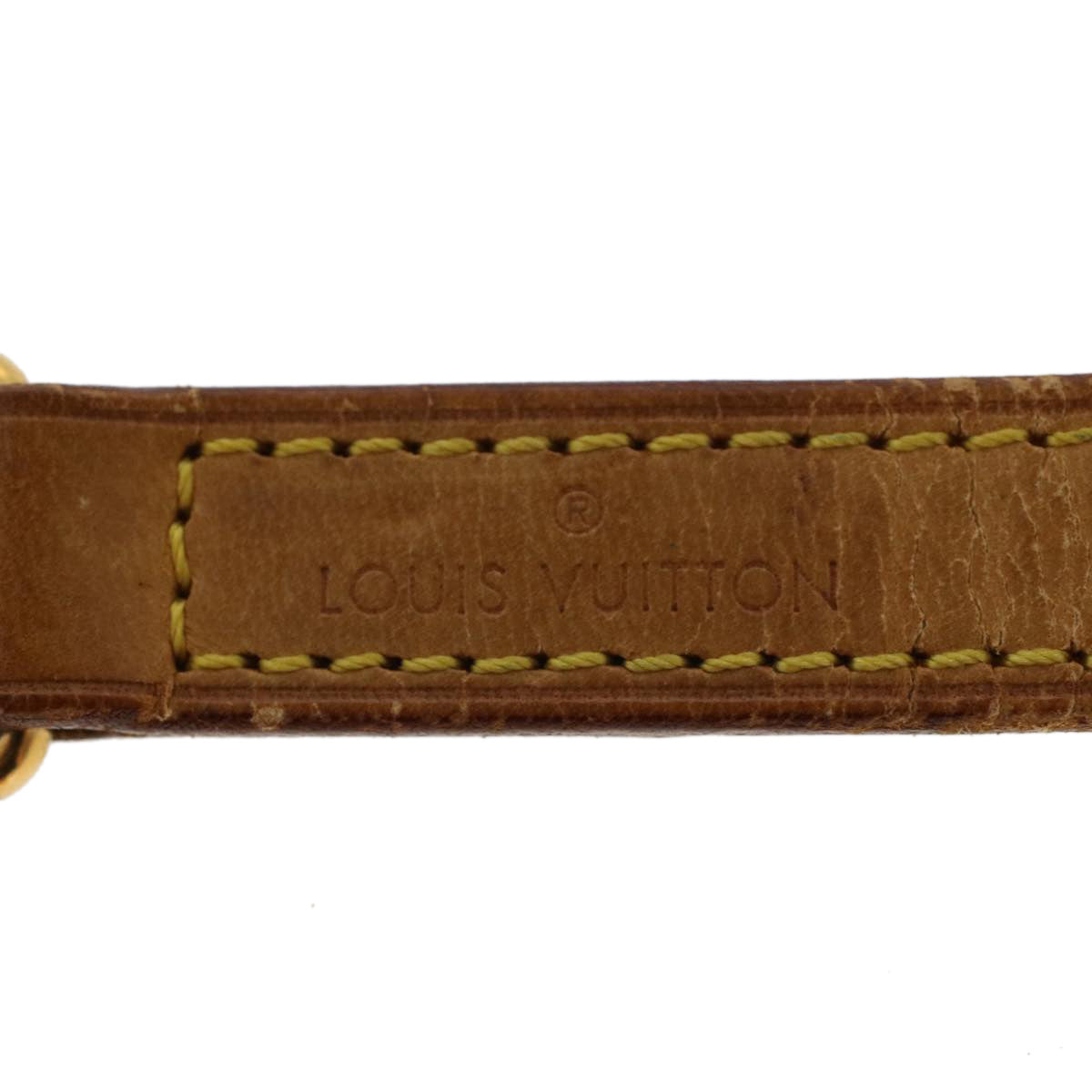 LOUIS VUITTON Shoulder Strap Leather 44.5"" Beige LV Auth 44024