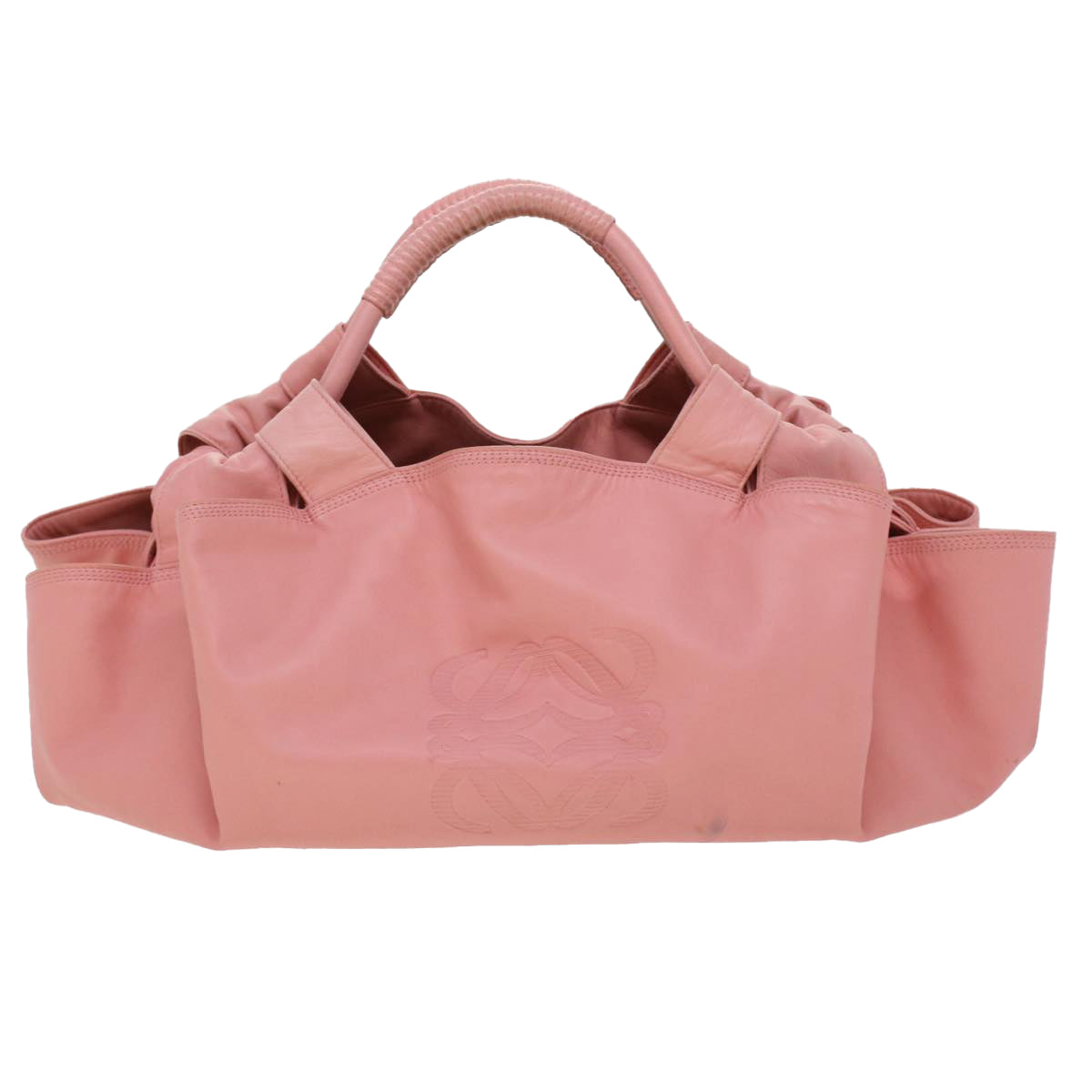 LOEWE Hand Bag Leather Pink Auth 44036