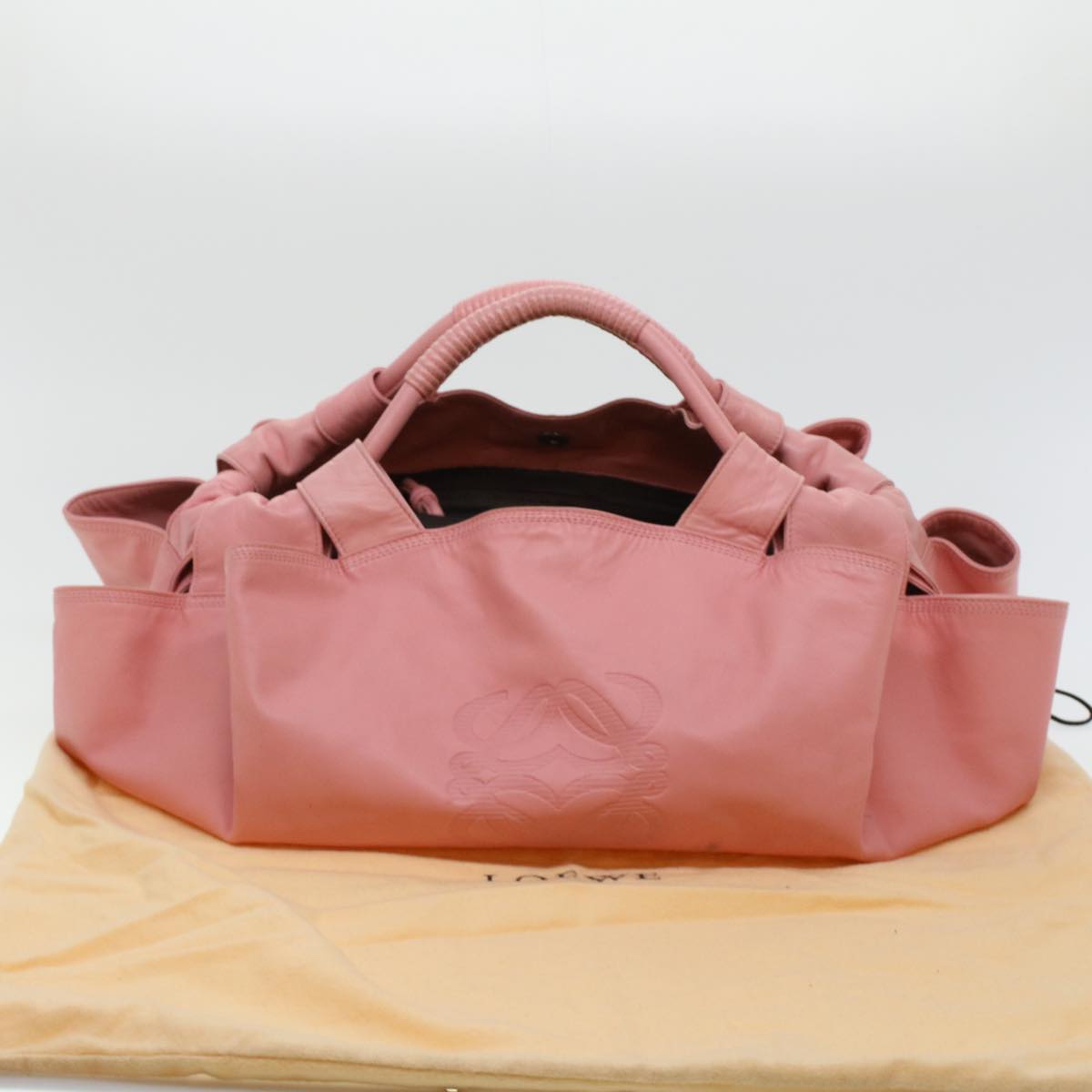 LOEWE Hand Bag Leather Pink Auth 44036