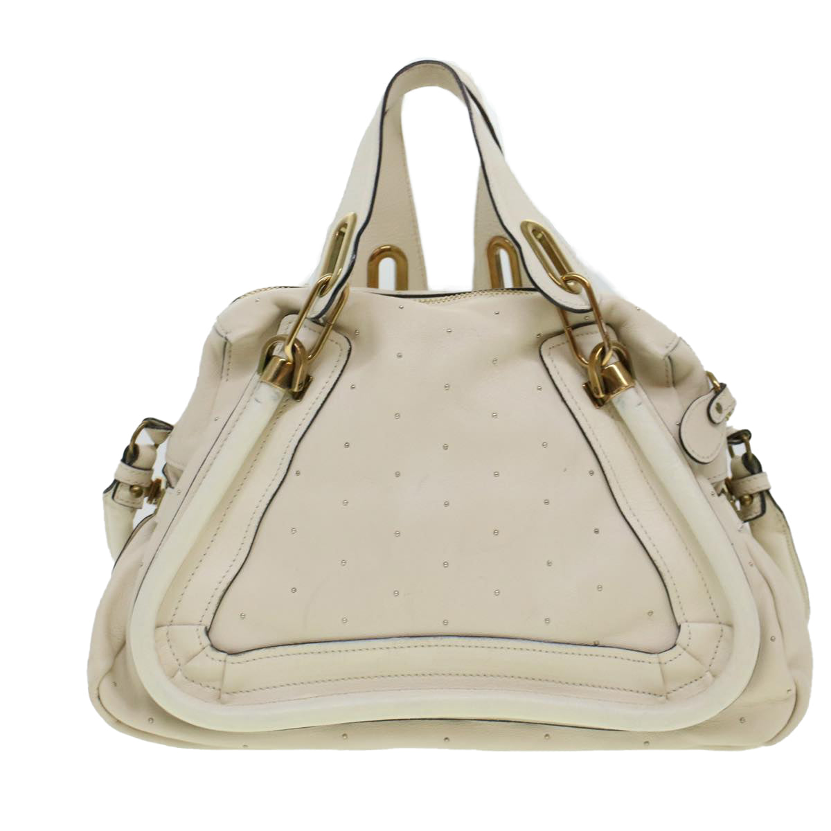Chloe Paraty Hand Bag Leather 2way White 04-11-50 Auth 44037 - 0