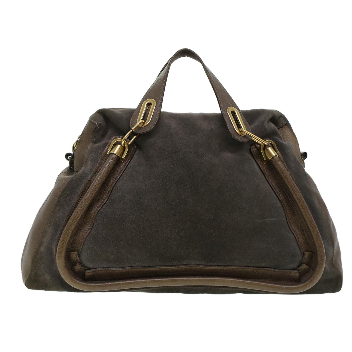 Chloe Paraty Hand Bag Leather Brown Auth 44038