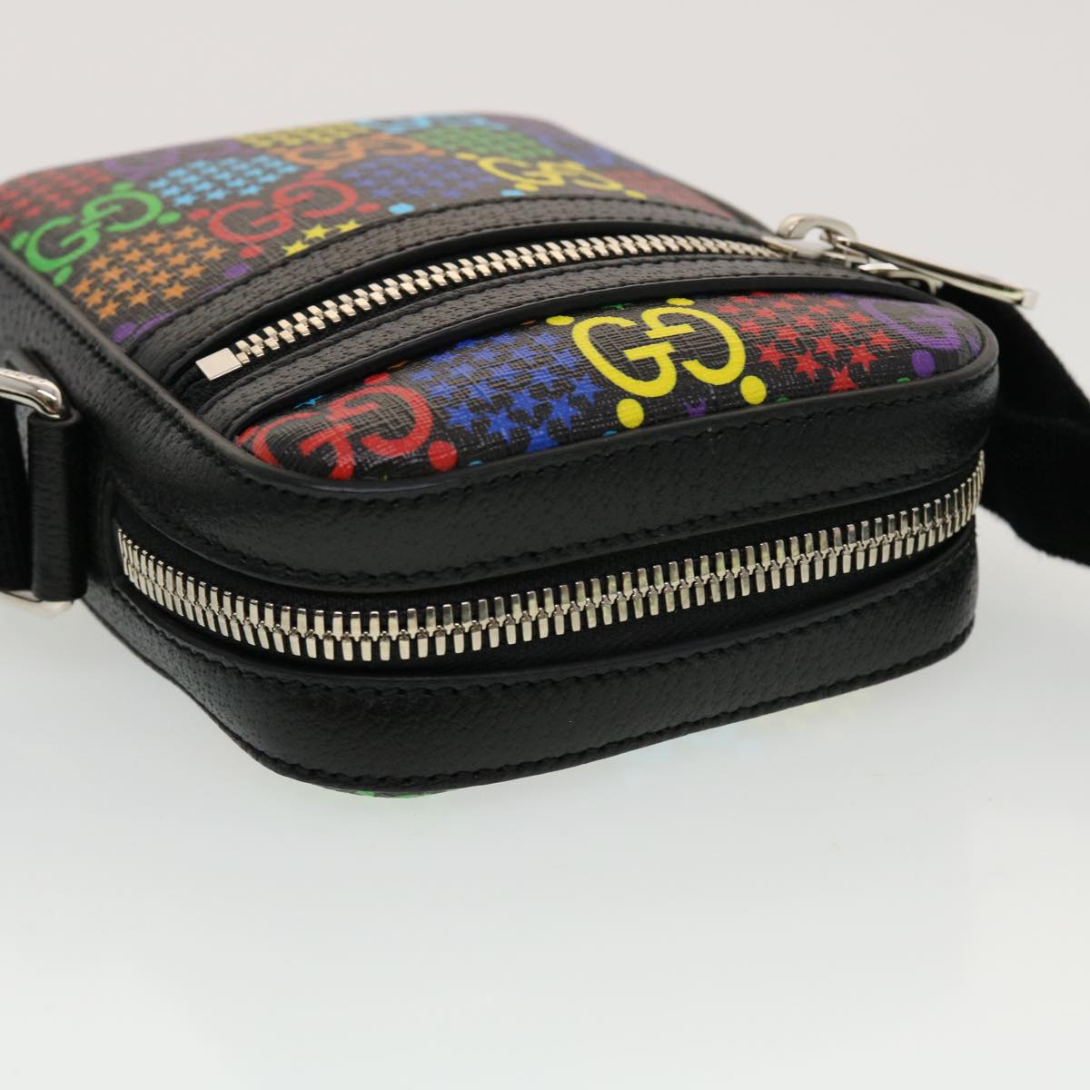 GUCCI GG Psychedelic Shoulder Bag PVC Leather Multicolor Auth 44040A