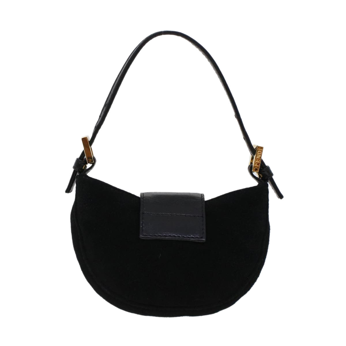 FENDI Mini Mamma Baguette Hand Bag Suede Black 2288-26673-009 Auth 44045 - 0