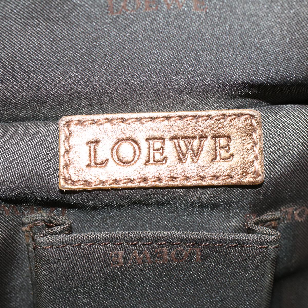 LOEWE Hand Bag Leather Gold Auth 44046