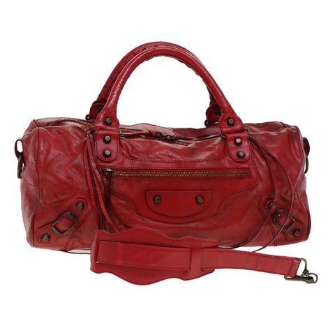 BALENCIAGA Tzigie Hand Bag Leather 2way Red Auth 44050