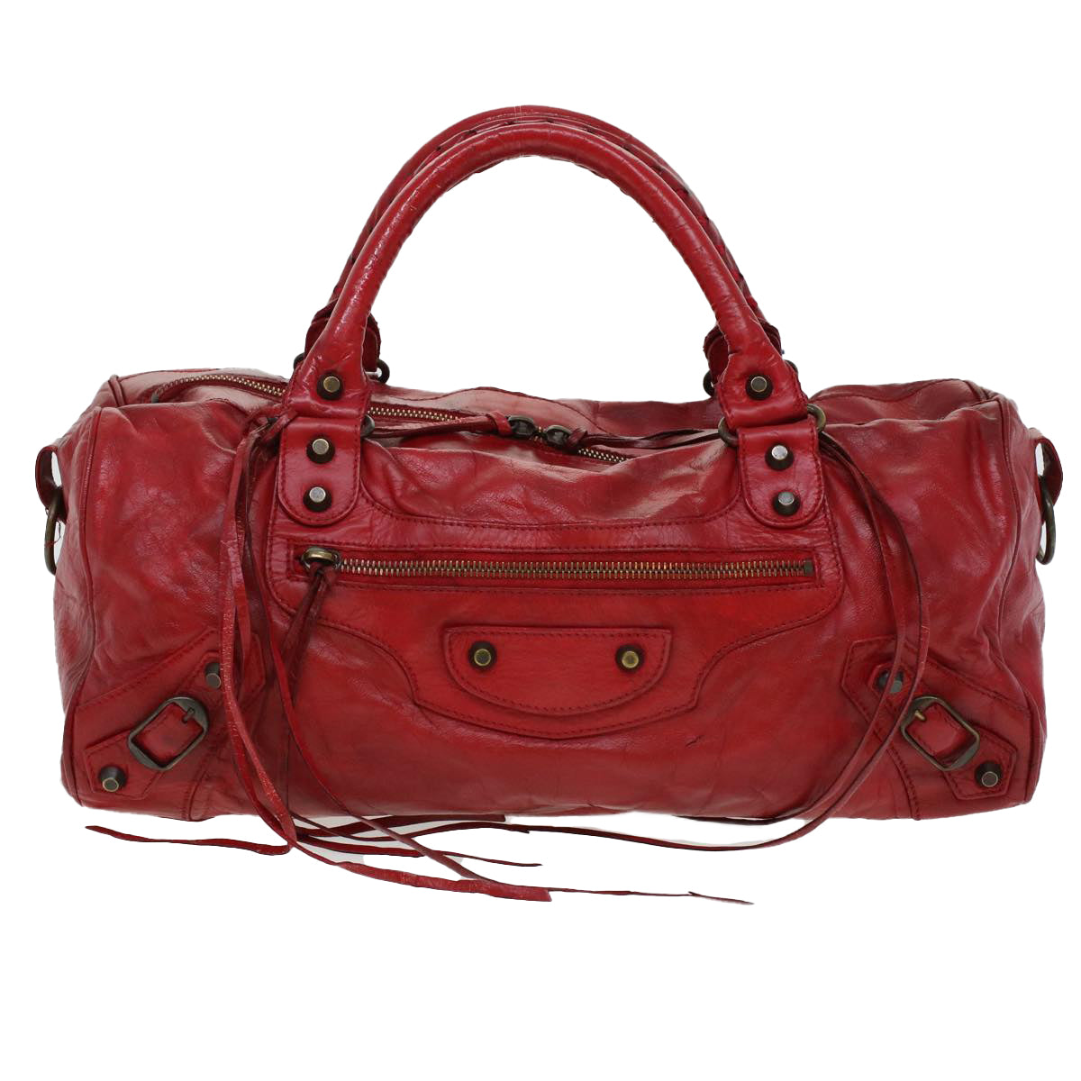 BALENCIAGA Tzigie Hand Bag Leather 2way Red Auth 44050