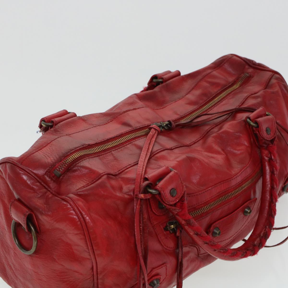 BALENCIAGA Tzigie Hand Bag Leather 2way Red Auth 44050