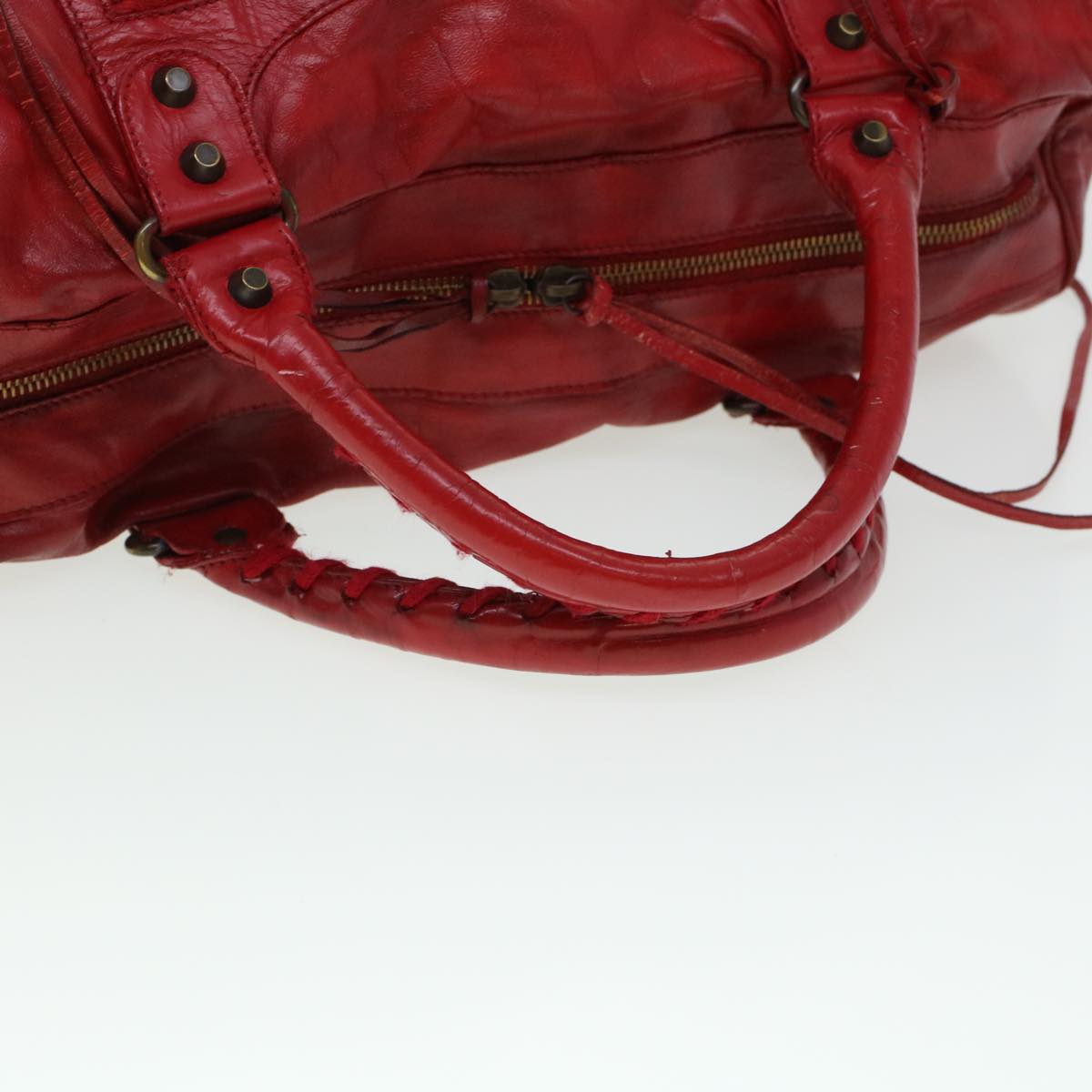 BALENCIAGA Tzigie Hand Bag Leather 2way Red Auth 44050